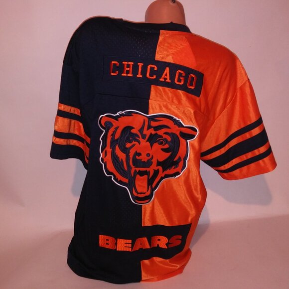 Chicago Bears Jersey NFL Football Mens Navy Blue Orange 50/50 Short Sleeve Crew - Picture 13 of 16